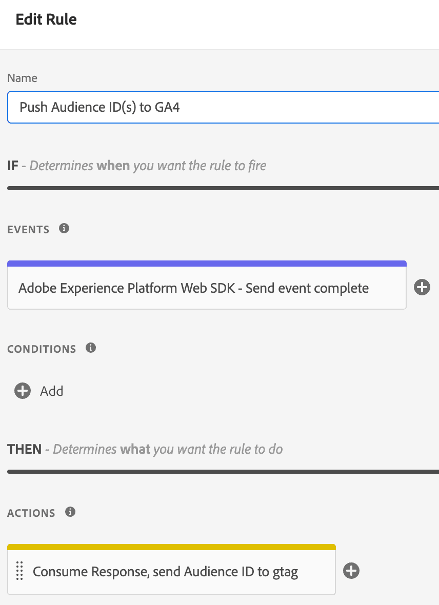 Adobe Tags rule consuming Web SDK event response